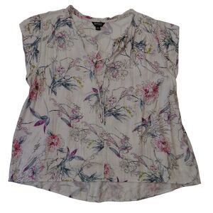Buffalo David Bitton Pink and Cream Floral Blouse